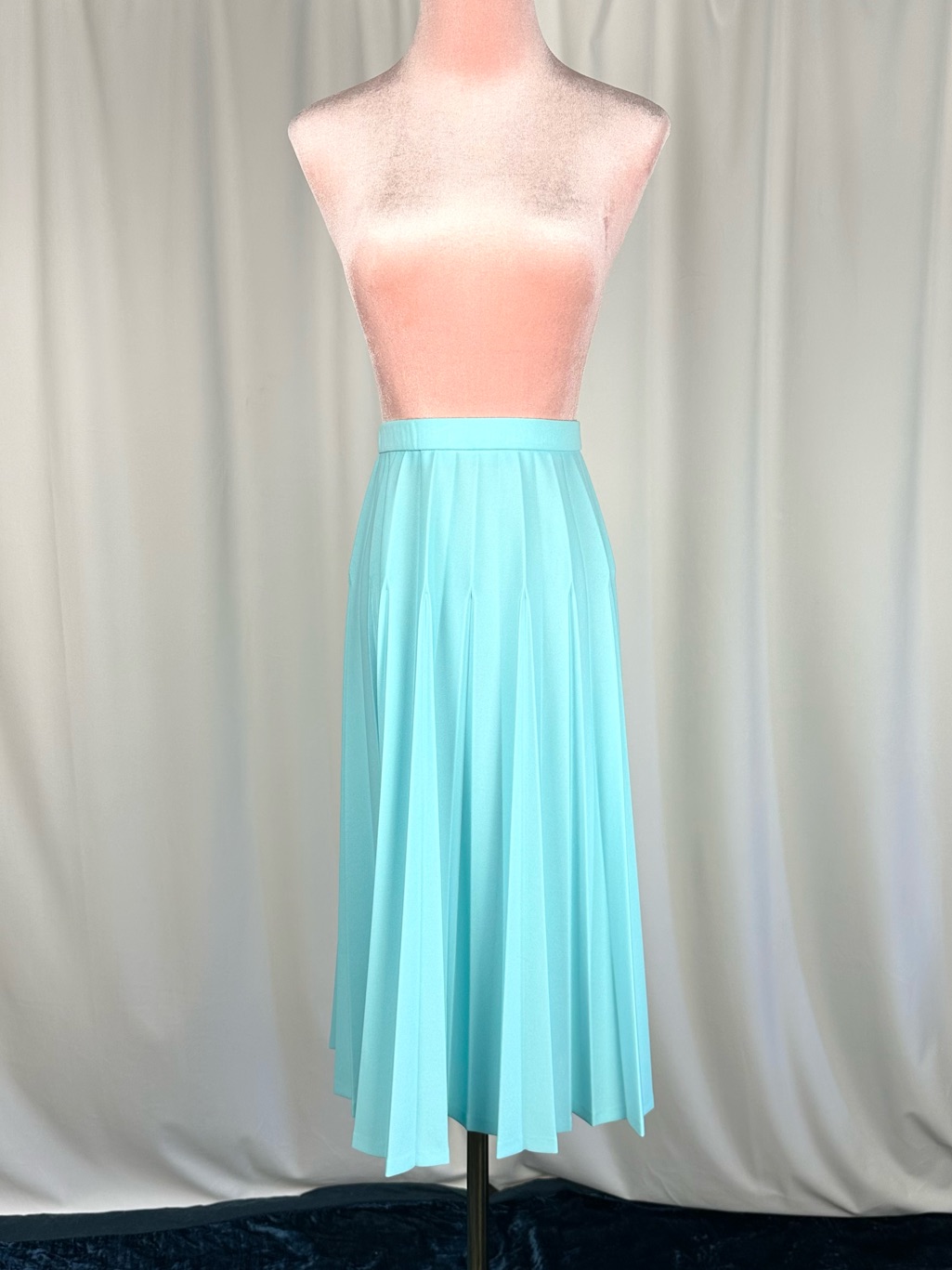 Vintage Givenchy Sport Aqua Blue Pleated Midi Skirt Small Designer